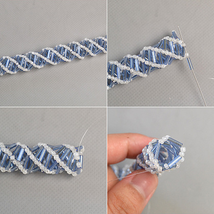 Spiral Bugle Beads Stitch Bracelet-4
