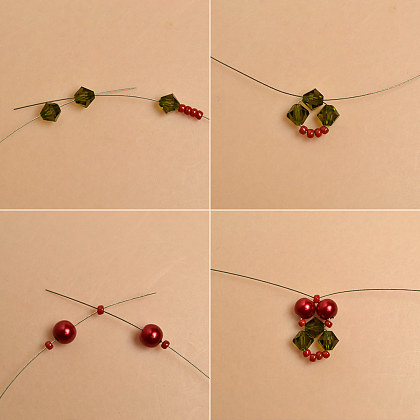 Bracelet de Noël perlé avec perles de verre et perles de rocaille-3