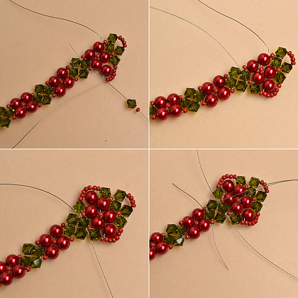 Bracelet de Noël perlé avec perles de verre et perles de rocaille-6