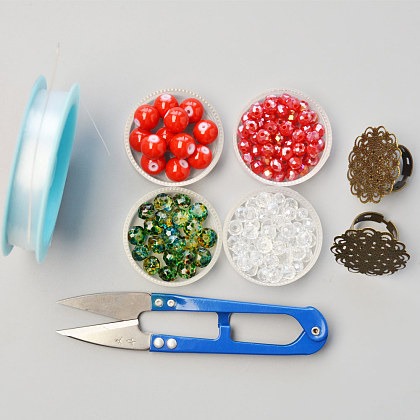 Bague de point de perles de couleurs mélangées pour Noël-2