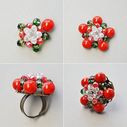 Mixed Color Beads Stitch Ring for Christmas-5