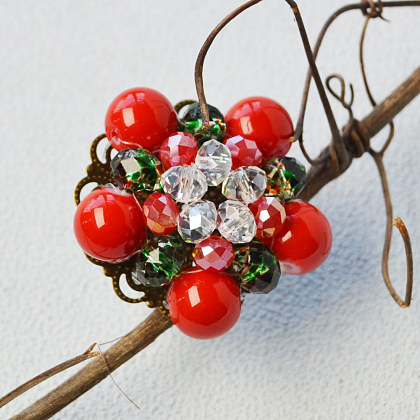 Bague de point de perles de couleurs mélangées pour Noël-8