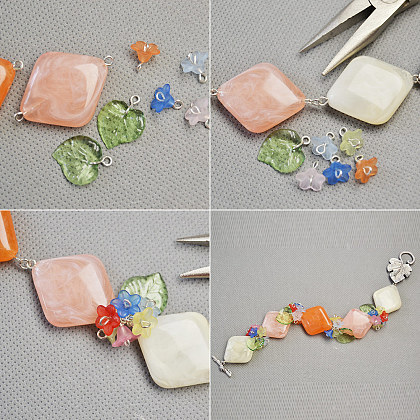 Браслет из акриловых бусин с имитацией драгоценного камня в виде ромба-3