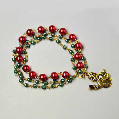Bracelet à breloques en perles de verre multi-rangs sur le thème de Noël-4