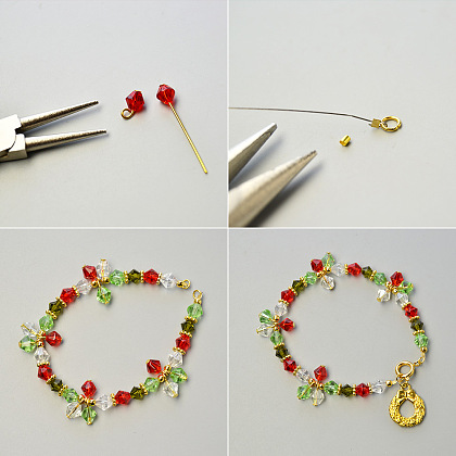 Bracelet de perles de verre colorées avec breloques-3