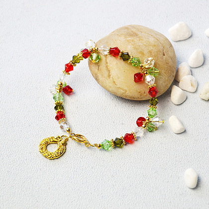 Bracelet de perles de verre colorées avec breloques-1