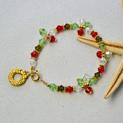 Bracelet de perles de verre colorées avec breloques-4