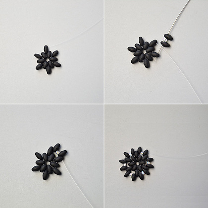 Anneau de perles de rocaille à deux trous en forme de chrysanthème-4