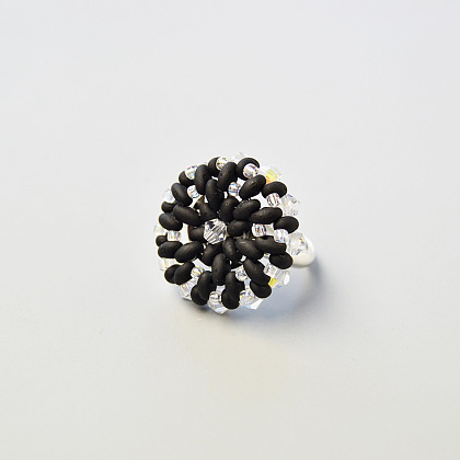 Anneau de perles de rocaille à deux trous en forme de chrysanthème-7