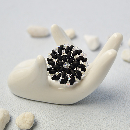 Anneau de perles de rocaille à deux trous en forme de chrysanthème-8