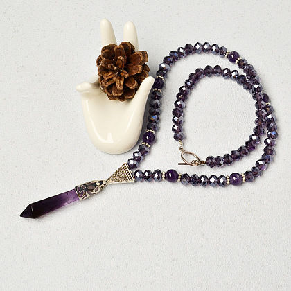 Purple Bullet Gemstone Pendant Necklace-6