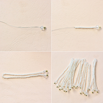 Glass Beads Necklace with Pearl Beads Tassels-3