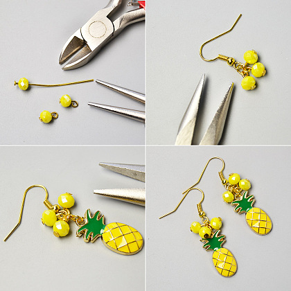 Cute Pineapple Enamel Pendants Earrings-3