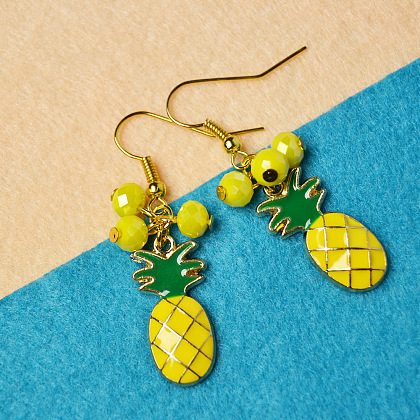 Cute Pineapple Enamel Pendants Earrings-5