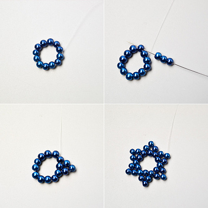 Boucles d'oreilles perles flocons de neige bleus-3