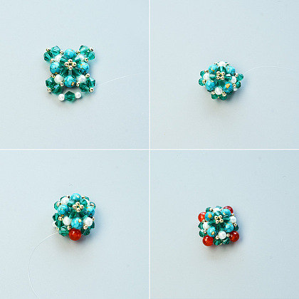 Collana a punto con perline turchesi a forma di fiore-5