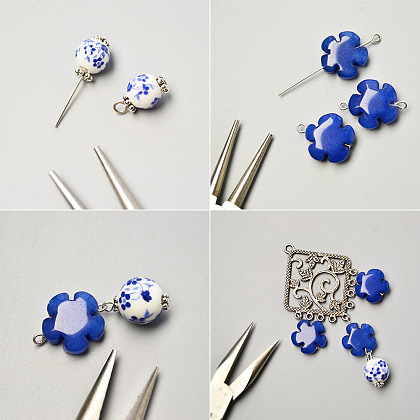 Collier de perles en porcelaine imprimée avec perles de jade fleur-3