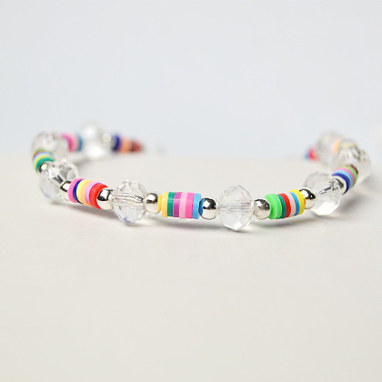 Colorful Polymer Clay Bead Spacers Bracelet-4