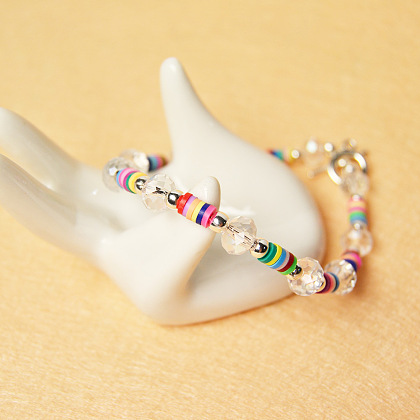 Colorful Polymer Clay Bead Spacers Bracelet-5