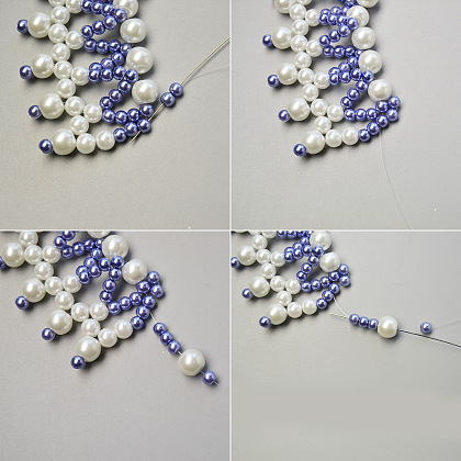 Collier plastron en perles double couleur-6