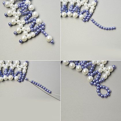 Collier plastron en perles double couleur-7