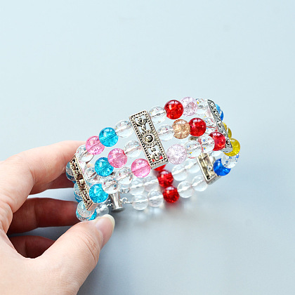 Bracelet de perles craquelées colorées avec des perles de quartz en cristal-5