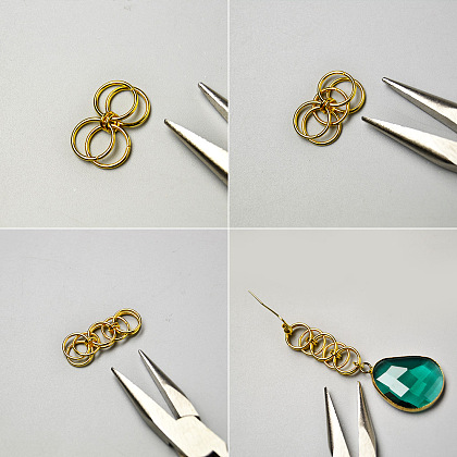 Boucles d'oreilles anneaux ouverts avec pendentifs en verre-3