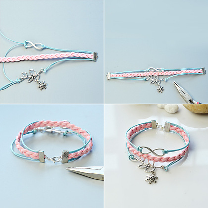 Браслет из искусственной замши со звеньями из сплава-4