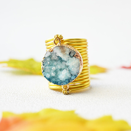 Natürlicher Druzy-Achat-Gliederring