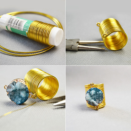 Natürlicher Druzy-Achat-Gliederring-3