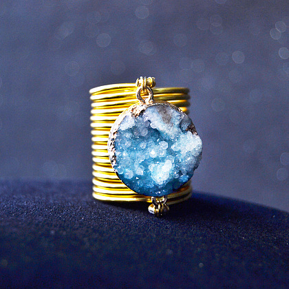 Natürlicher Druzy-Achat-Gliederring-4