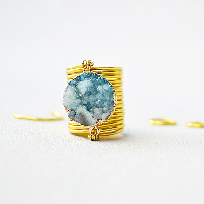 Natürlicher Druzy-Achat-Gliederring-6