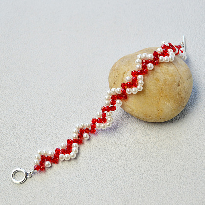 Bracelet en perles de verre et perles en forme de vague-5