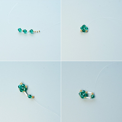 Perles de clairon en verre blanc et bracelet large en perles de verre bicône vertes-3