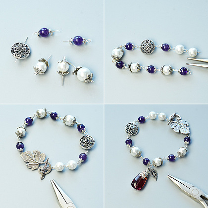 Purple Crystal Vintage Style Bracelet-3
