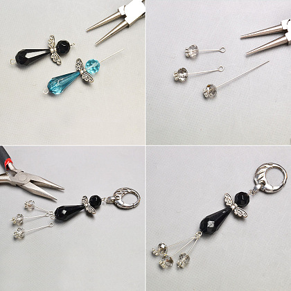 Porte-clés ange en perles de verre-3