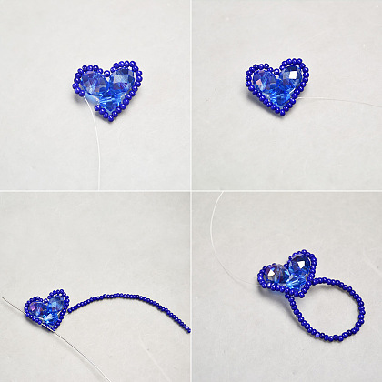 Bague point de coeur romantique bleue-5