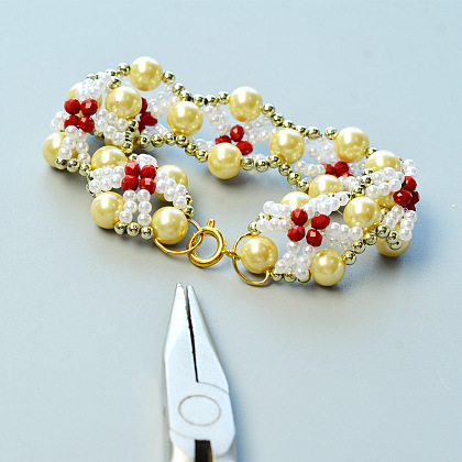 Bracelet fleur perlé-5