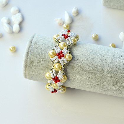 Bracelet fleur perlé-6