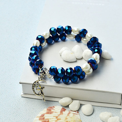 Bracelet en perles de verre électrolytique avec perles en forme de goutte-4