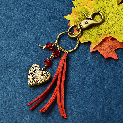 Porte-clés pendentif médaillon creux en forme de cœur pour la saint-valentin-1