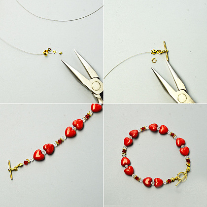 Bracelet coeur en perles acryliques-3