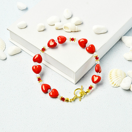 Bracelet coeur en perles acryliques-4
