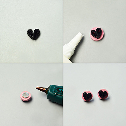 Boucles d'oreilles en papier quilling à motif coeur-4