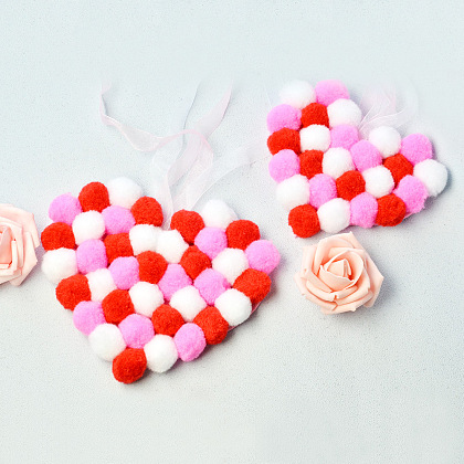 Corazón pompones bolas colgando decoración-5