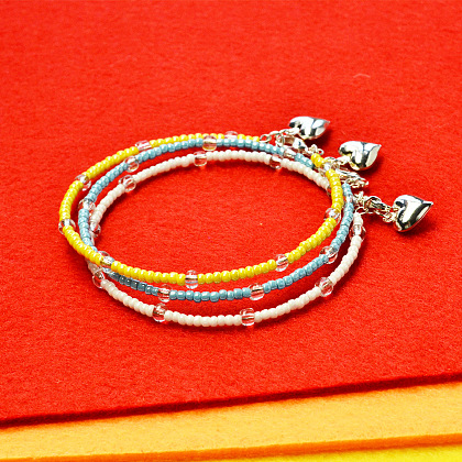 Three-strand Seed Beads Bracelets with Heart Charms | Pandahall ...