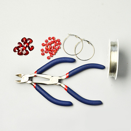 Heart Glass Beads Wire Wrapped Hoop Earrings-2