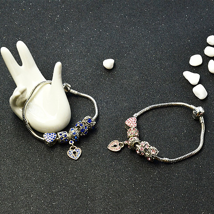 Bracelets de couple de perles européennes en strass-6