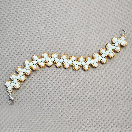 Bracelet point de perles de verre paleturqoise-5