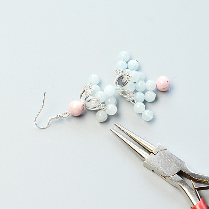 Perles de pierres précieuses boucles d'oreilles chandelier-5